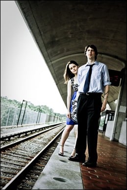 couple waiting for car on dc metro platform