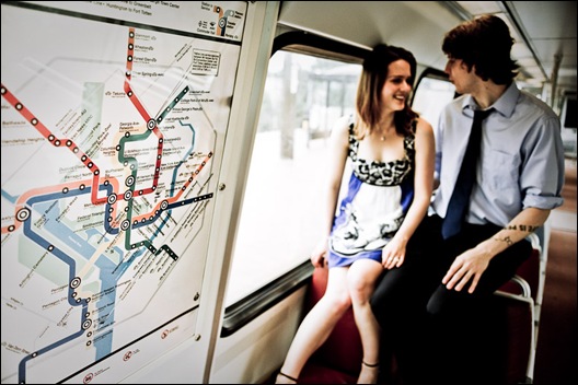 metro map with couple in the background