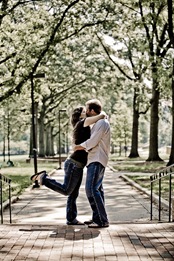 Couple kissing on walk way at UMD college park