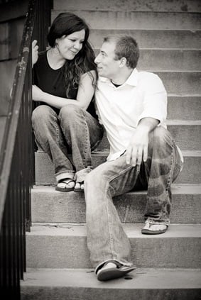 Couple sitting on steps at UMD college park