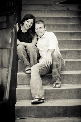 Couple sitting on steps at UMD college park