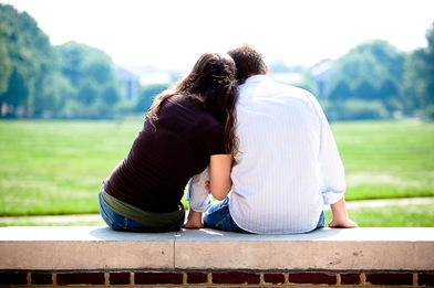 Couple looking out on campus at UMD college park