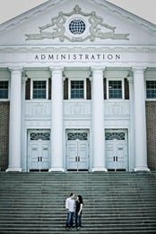 Couple on steps of administrative building at UMD college park