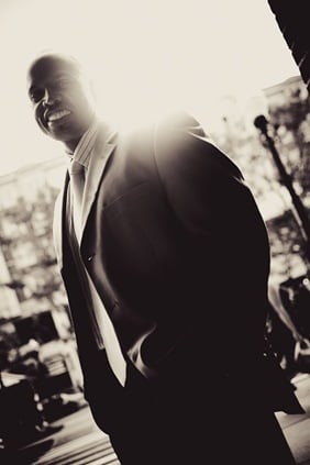 man in front of sun-flare  in arlington va