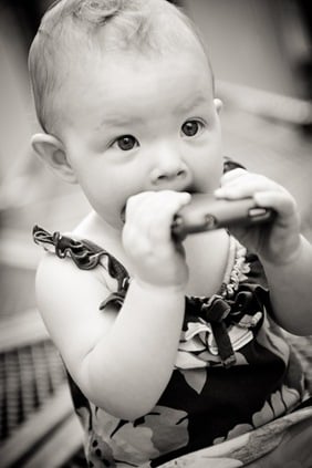 baby eating iphone at allens pond in bowie md