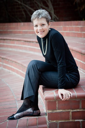 Woman sitting in office courtyard in fairfax va