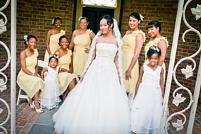 bride and bridesmaids  at the Newton White Mansion in Mitchellville MD