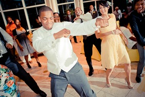 groom dancing during reception  at the Newton White Mansion in Mitchellville MD