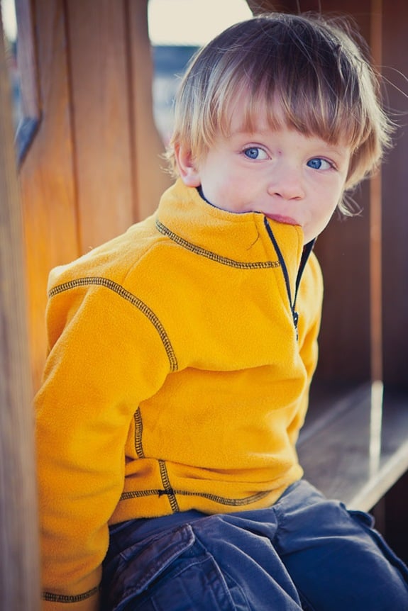 boy playing on toy train at Baltimore & Ohio Railroad Museum