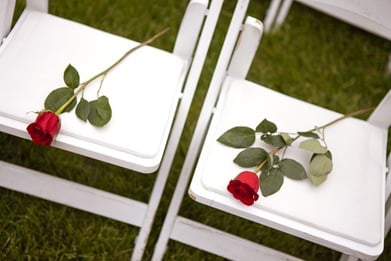 flowers on chair during wedding at Mt. Airy Mansion in Upper Marlboro Maryland