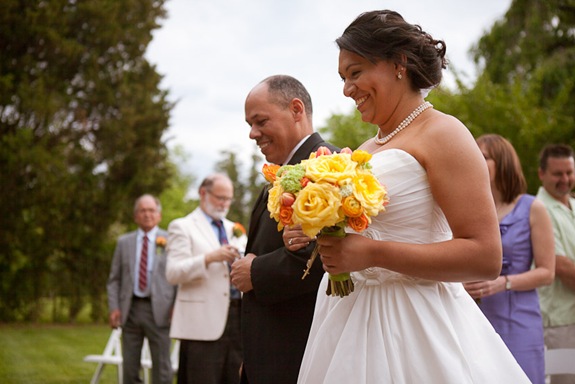 father giving bride away at Mt. Airy Mansion in Upper Marlboro Maryland