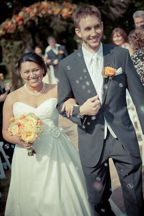 bride and groom walking down the isle at Mt. Airy Mansion in Upper Marlboro Maryland