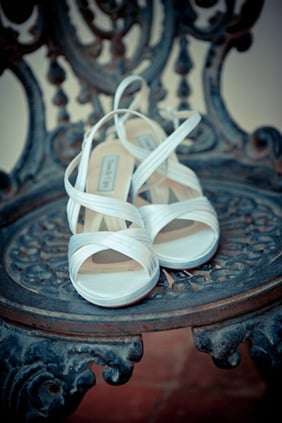 bride's shoes at Mt. Airy Mansion in Upper Marlboro Maryland