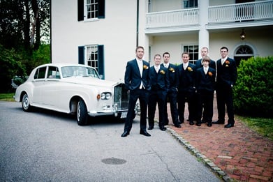 groom and groomsmen at Mt. Airy Mansion in Upper Marlboro Maryland