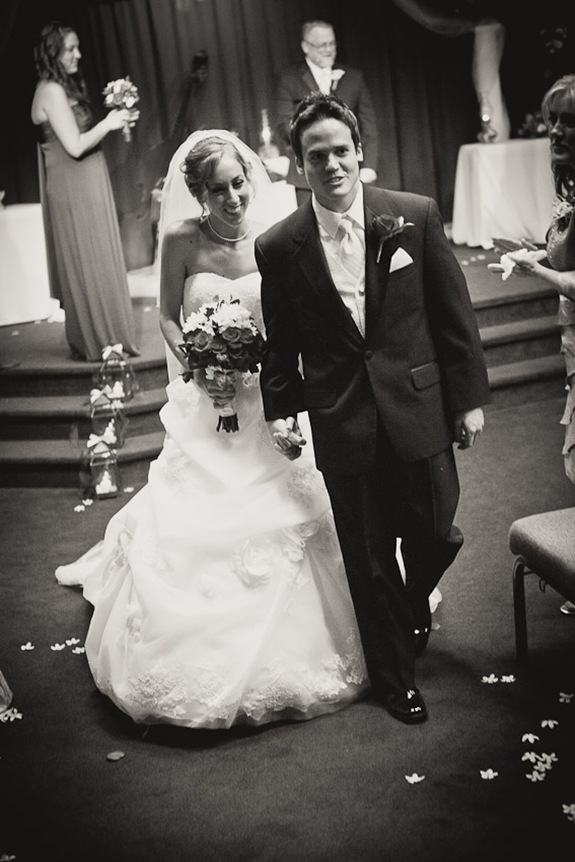 bride and groom walking back down the isle in Mechanicsville MD