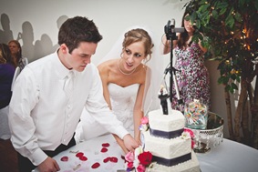 bride and groom cut cake in waldorf md