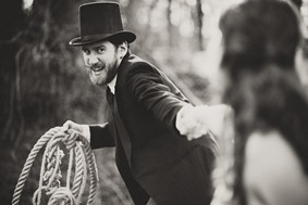 The Villain Ties the Maden to the Tracks  Engagement Session