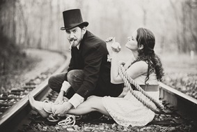 The Villain Ties the Maden to the Tracks  Engagement Session