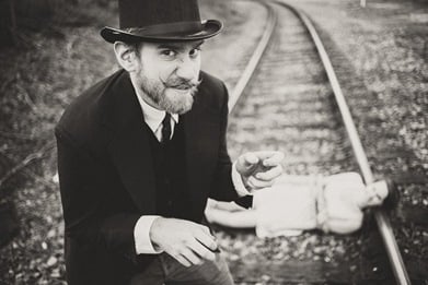 The Villain Ties the Maden to the Tracks  Engagement Session