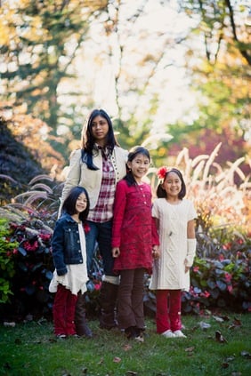 Family Christmas portraits at McCrillis Gardens in Bethesda MD