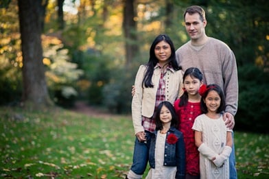 Family Christmas portraits at McCrillis Gardens in Bethesda MD