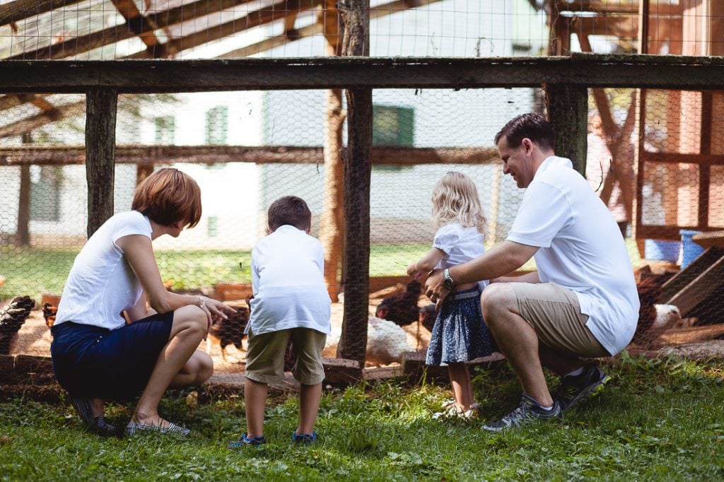 family-with-chickens-agricultural-history-farm-park