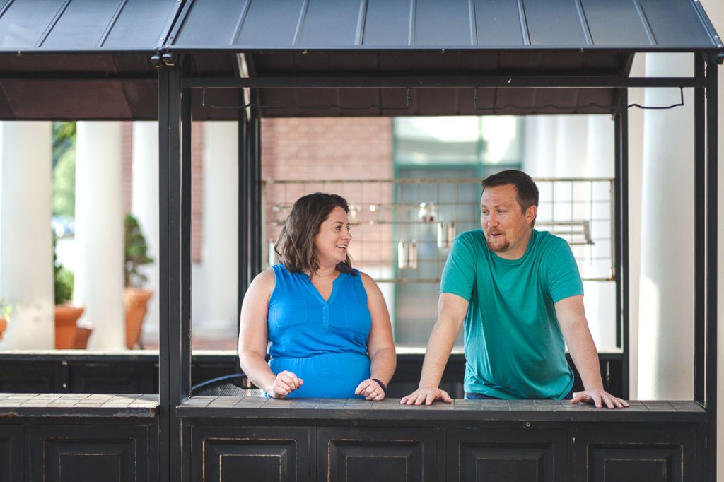A man and a woman sitting at a table.