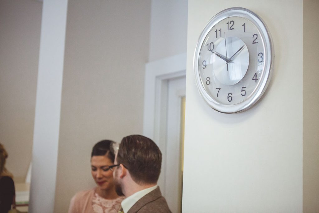A clock on the wall before the elopement