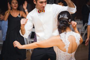 A Bowie wedding photographer capturing a bride and groom dancing at a Maryland wedding reception.