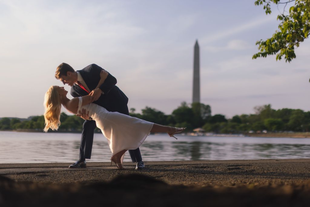 DC elopement photographer capturing beautiful moments in Washington DC, including the iconic Jefferson Memorial.