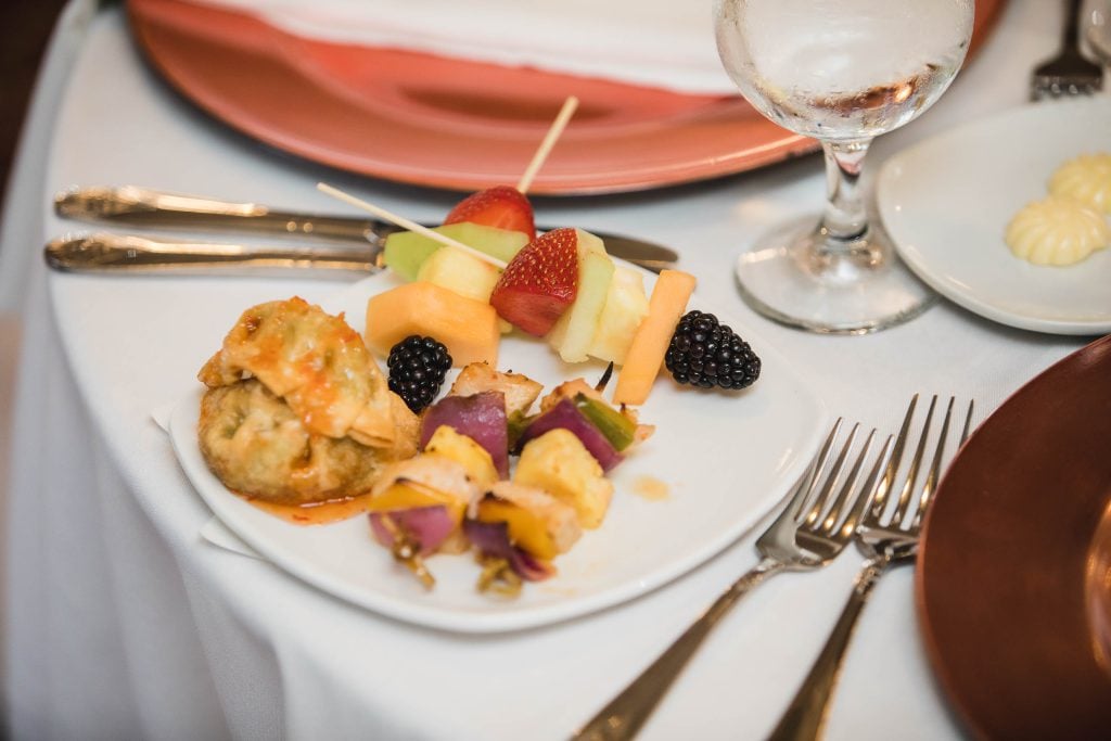 A plate of fruit skewers at the Kent Island Resort in Stevensville, Maryland.