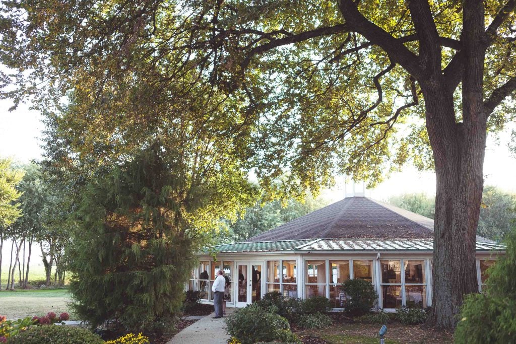A white gazebo in Stevensville, Maryland.
