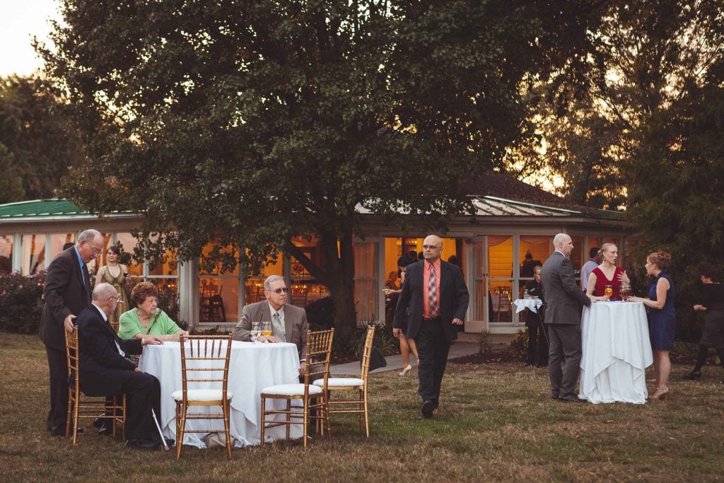A group of people sitting at tables at Kent Island Resort in Stevensville, Maryland.