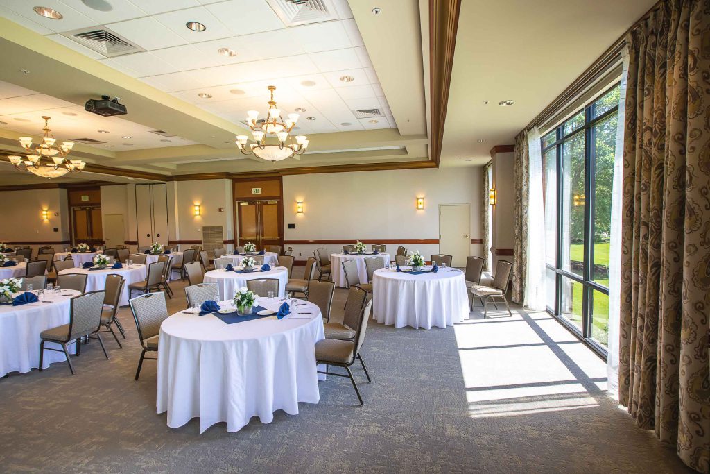 A large room with tables and chairs set up in Ellicott City, Maryland.