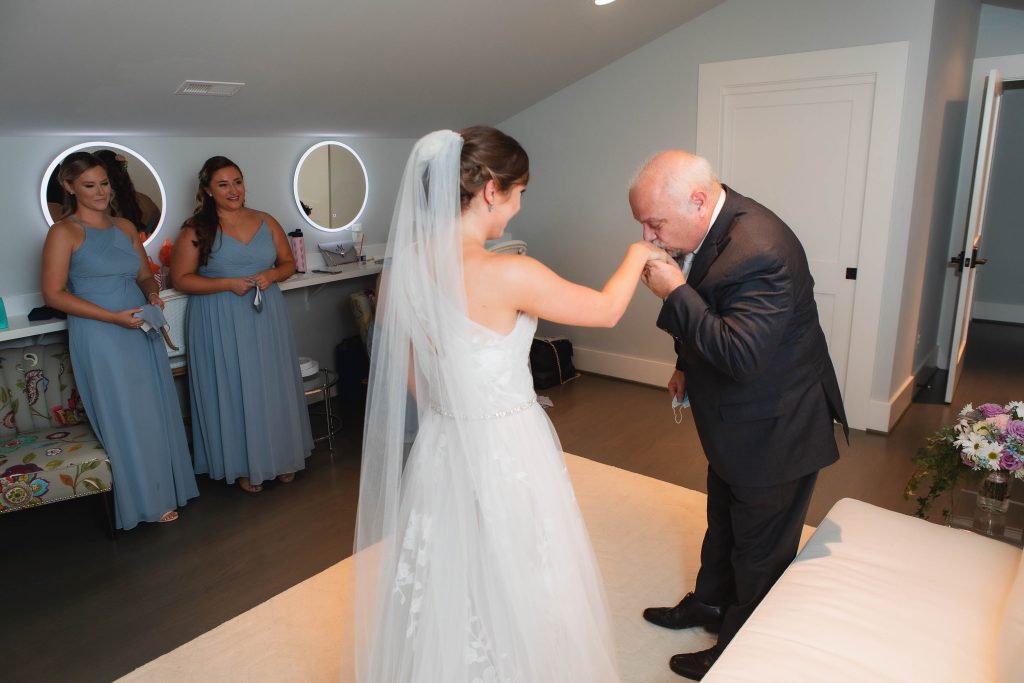 A bride is getting ready for her wedding at Fleetwood Farm Winery.