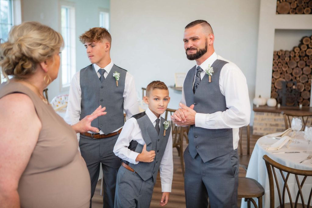 Candid preparation at a wedding.