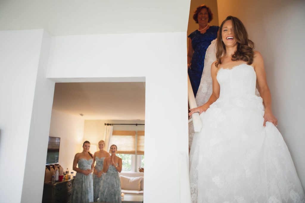Candid wedding preparation.