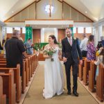 A wedding ceremony in a church.