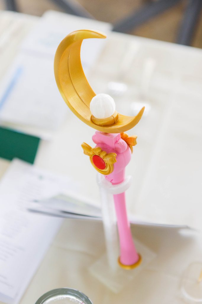 A detailed Sailor Moon toy on a table.