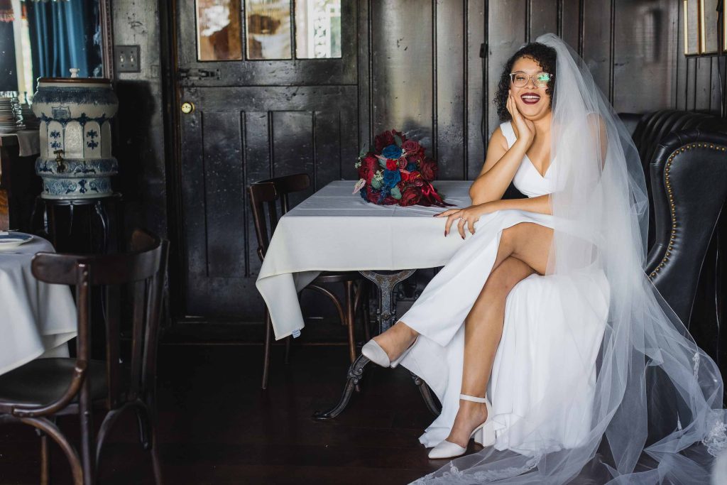 A wedding portrait of the bride.