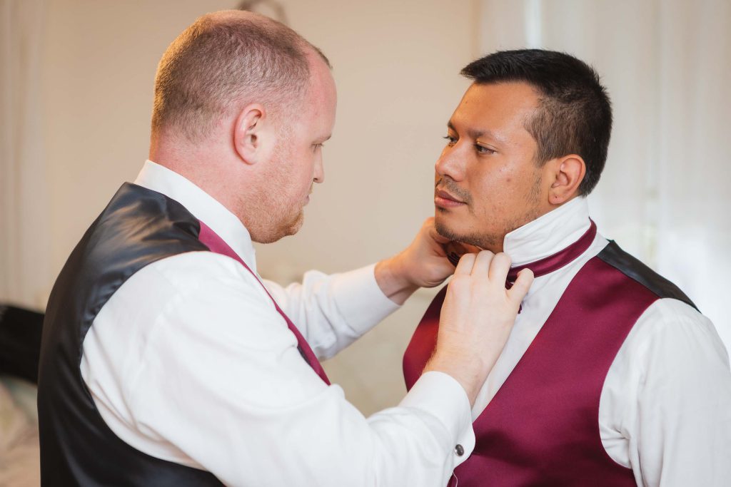 A man preparing for a wedding.