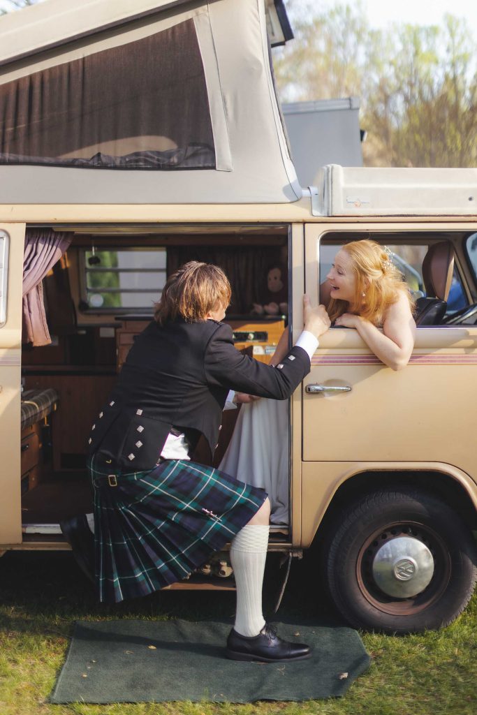 A vintage vw camper van perfect for wedding or portrait photoshoots.