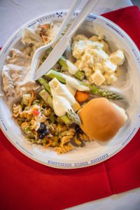 A plate with food on it.