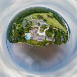 A detailed 360 degree view of a house with a pool.