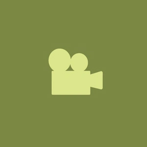 A video camera icon on a green background, perfect for an event vendor's logo.