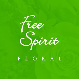 The Free Spirit Floral logo for an event vendor is displayed on a green background.