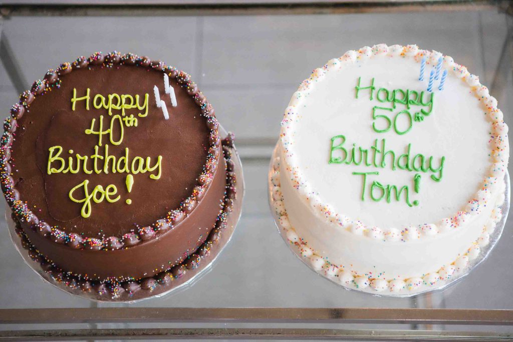 Two birthday cakes.