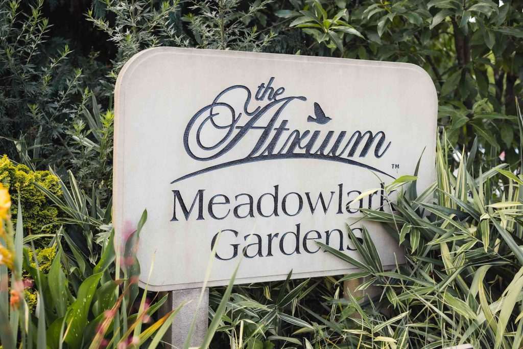 The detailed Artium Meadowland Gardens sign for weddings.