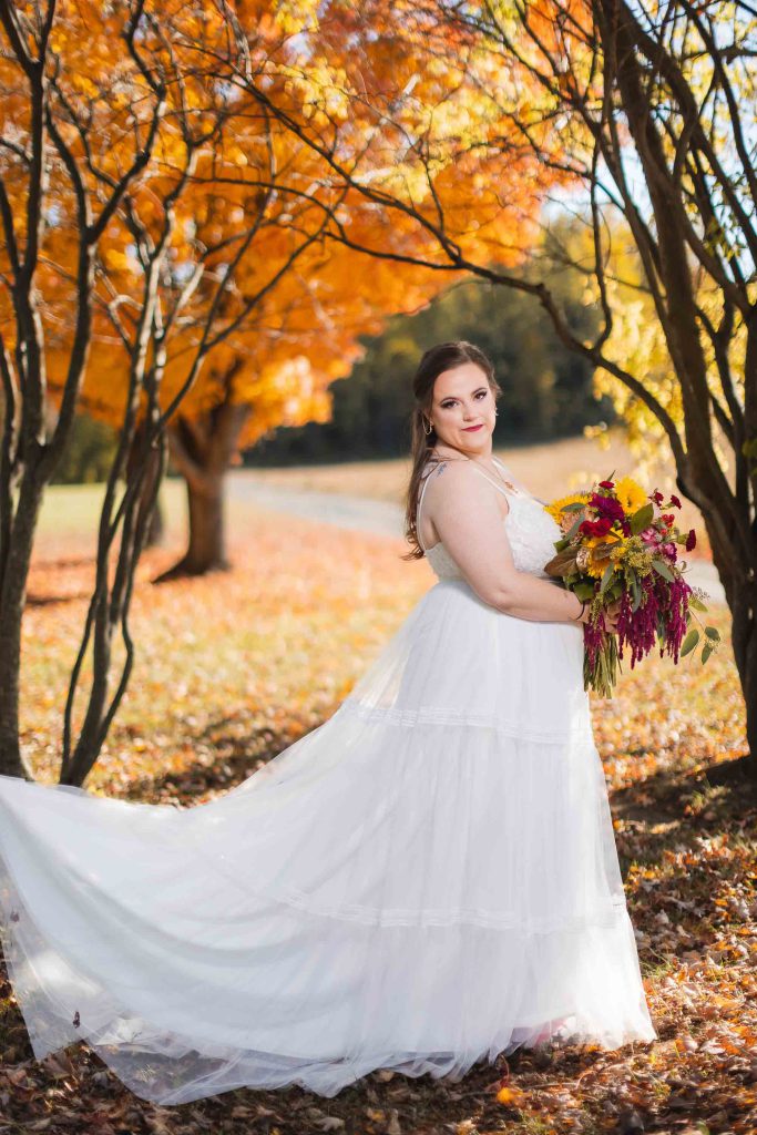 A bridal portrait capturing the beauty of autumn.