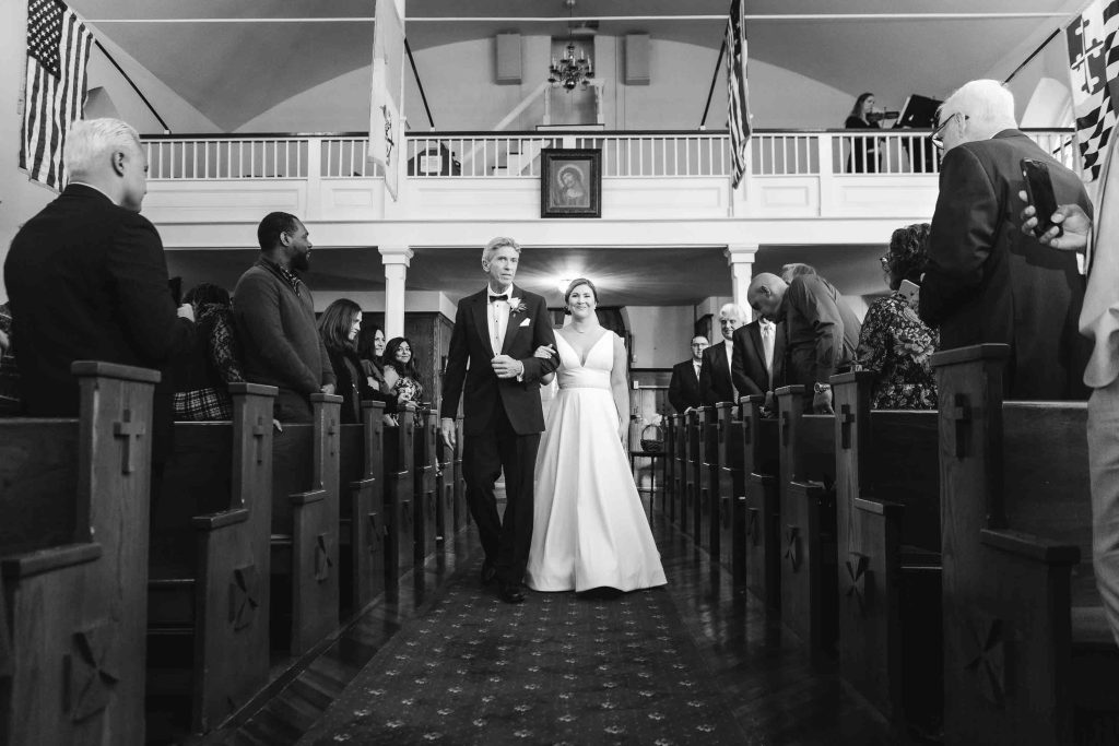 A wedding ceremony at a church.